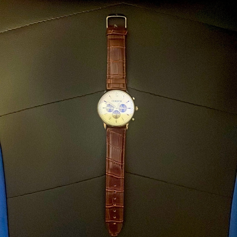 Men’s Brown Faux Leather Watch